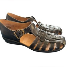 Aruba Leather Fisherman Sandals Black Sz 8N S...