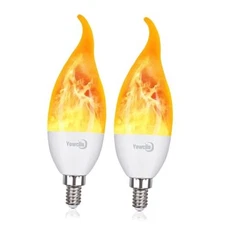 Flame Bulbs E12 LED Flame Light Bulbs 3 Mode LED Candelabra 2 Pack-yellow-e12