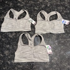 Girls justice seamless sport bra size 30 new heathered grey Pack Of 3