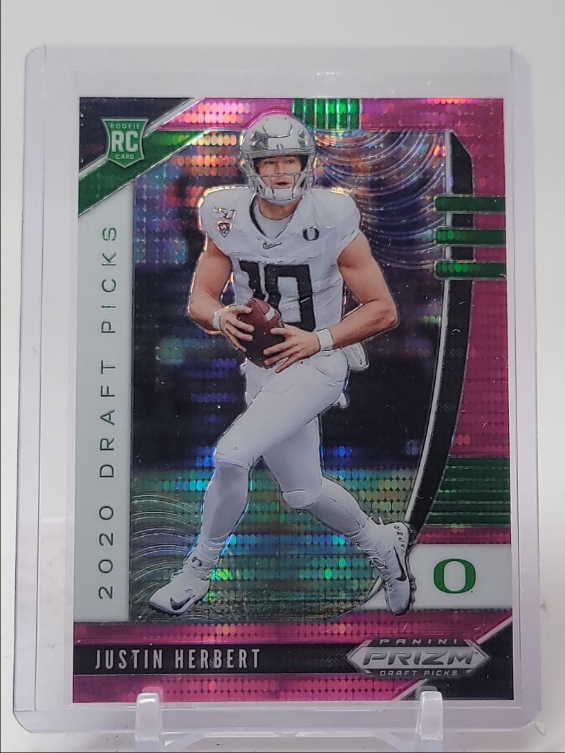 JUSTIN HERBERT 2020 PANINI PRIZM DRAFT ROOKIE PINK PULSAR #102 RC Q5159