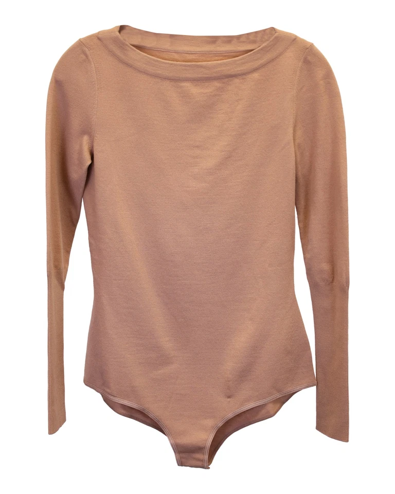 Alaia Boat-Neck Bodysuit In Wool Women Nude Size 40