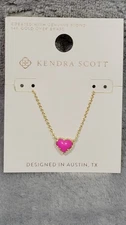 KENDRA SCOTT Anna Heart Pendant Necklace Gold Magenta NWT  Dust Bag