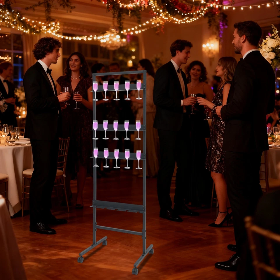 Стеклянный держатель для шампанского для вечеринки, 4-уровневый металлический стенд для флейт шампанского черный - Изображение 2 из 4