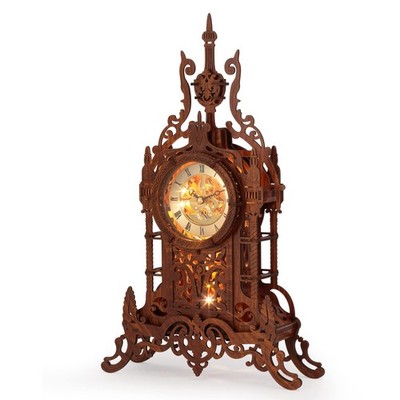 FUNPOLA LED 3D Wood Puzzle Clock Tower, DIY Model Kit w/ Light