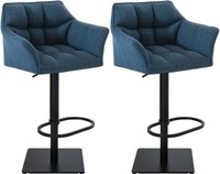 2Er Set Barhocker Damaso Stoff Schwarz Blau