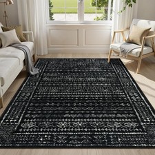 Boho Black and White 5x7 Area Rugs for Living Room, Large Washable Rug for Be...