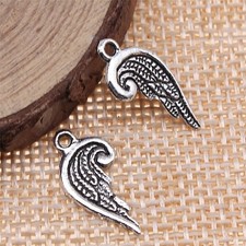 20/50PCS Antique Silver Small Angel Wing Charm Pendant, 2 Sided XCS263