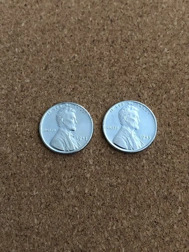 AU 1943 Philadelphia Mint Steel Lincoln Wheat Cent Lot Of 2