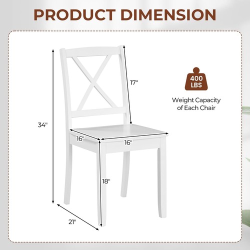 Wood Dining Chairs Set of 4 White, Armless Kitchen Chairs w/Rubber Wood Legs ... - Picture 6 of 9