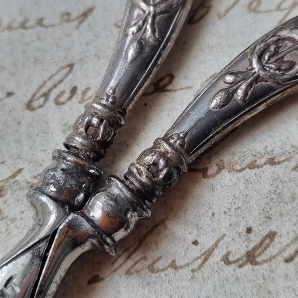 Ciseaux Anciens de Couture en Argent XIXè Nogent Victorian Silver 19thC - Photo 3/4