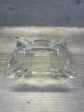 Glass Ashtray 6" Square Clear Retro MCM Vintage Heavy Glassware Ash Tray Vtg