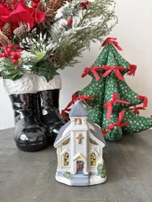 Holiday Time Church Grey Chapel Porcelain Mini House Christmas 92121C 4.63"H