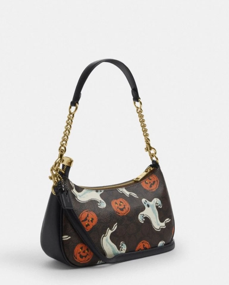 Teri Shoulder Bag In Signature Canvas Pumpkin Halloween Print CCE71 Shoulder Bag - Image 2 of 4
