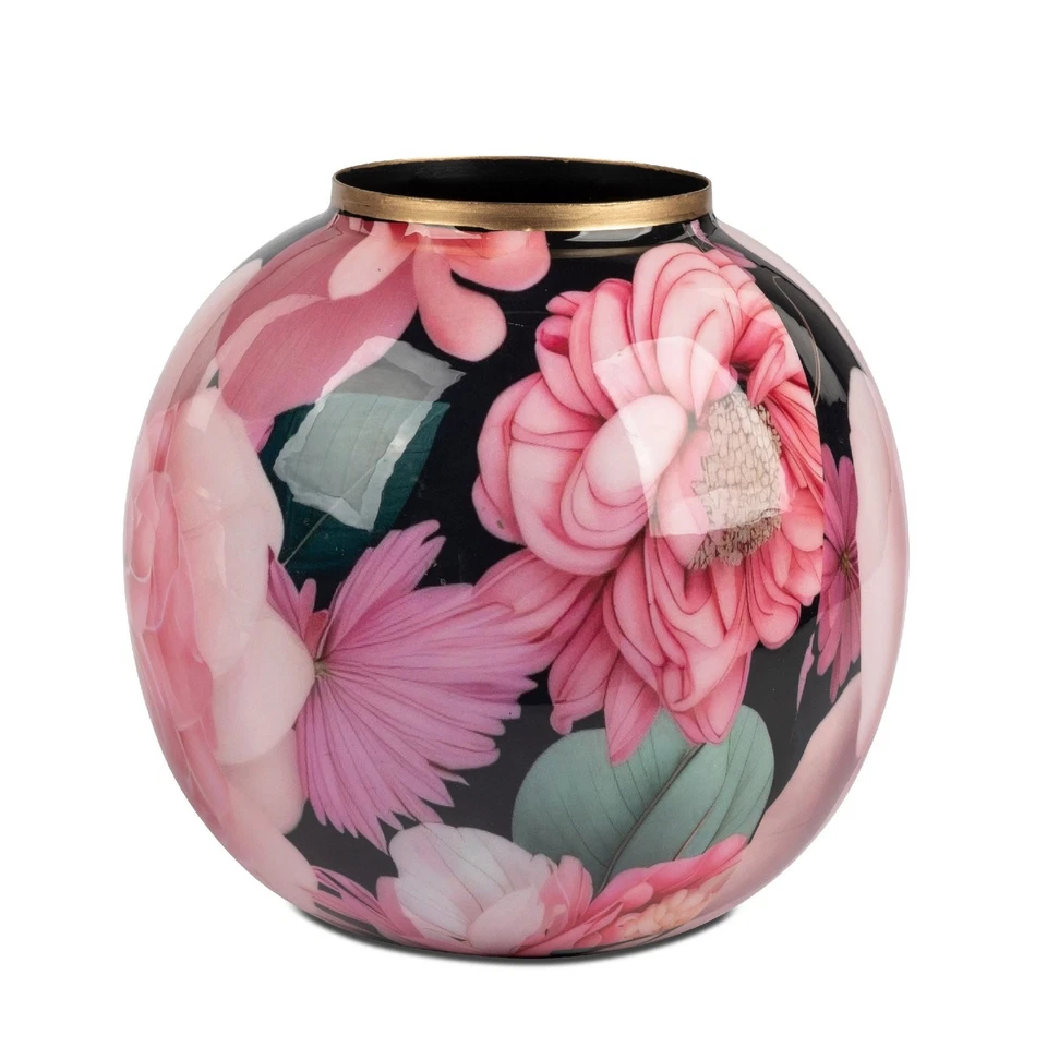 Dekovase ROSENGARTEN bauchig rund H. 14cm rosa gold aus Metall Formano WA