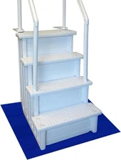 Stay-put Swimming Pool Ladder Mat - Non-slip, Wide Ribbed, Protective Pad, 36 in