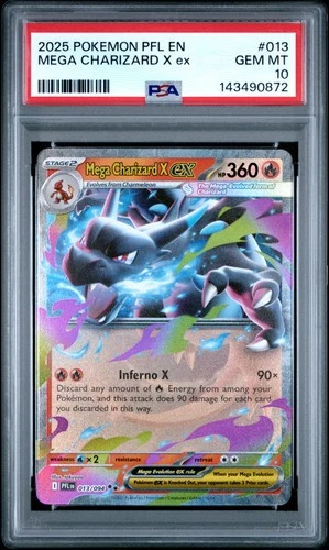 2025 POKEMON PFL EN-PHANTASMAL FLAMES #013 MEGA CHARIZARD X EX PSA 10