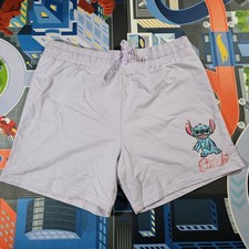 Disney Stitch Girls Lavender Sweat Shorts Drawstring Size G 11/13