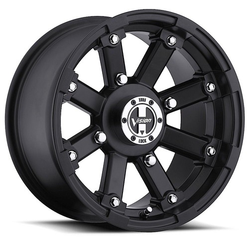 14x7 Matte Black Wheels Vision ATV 393 Lockout 4x136 2.5 (Set of 4)  110.5 - Picture 3 of 3