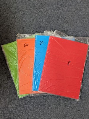 200 BLATT FARBIGES BASTELPAPIER & KARTE JE 50 ROT ORANGE BLAU GRÜN
