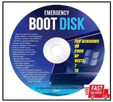 Windows Emergency Boot Disk - For Windows 98, 2000, XP, Vista, 7, 10 PC Repair D