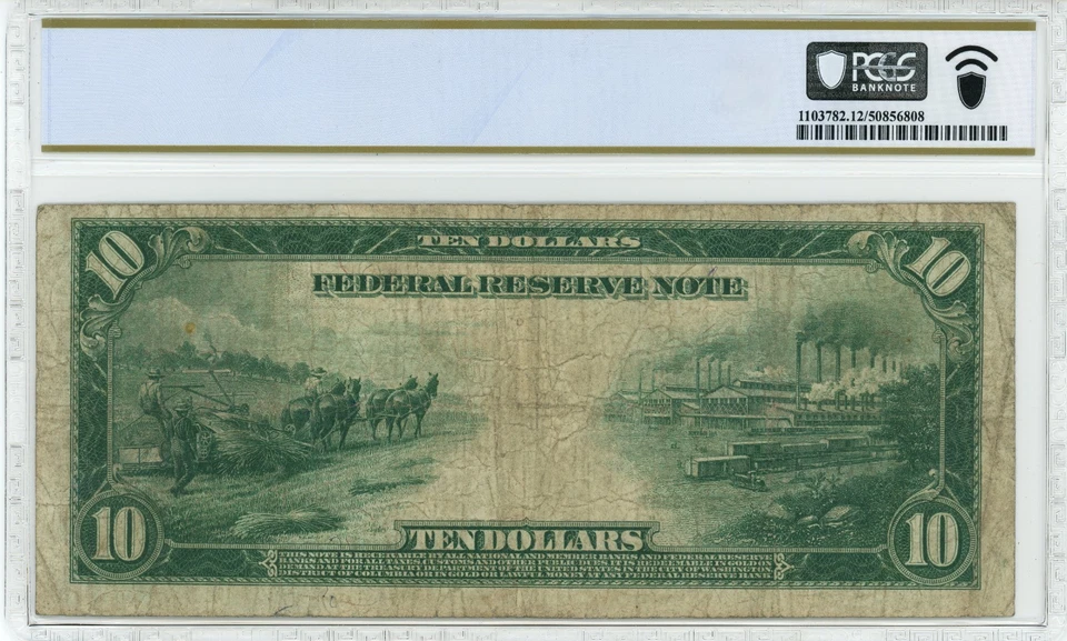 Fr#928 1914 $10 FRN Chicago Burke/McAdoo S/N G5240962A PCGS 12 - No Comments! - Image 2 of 2