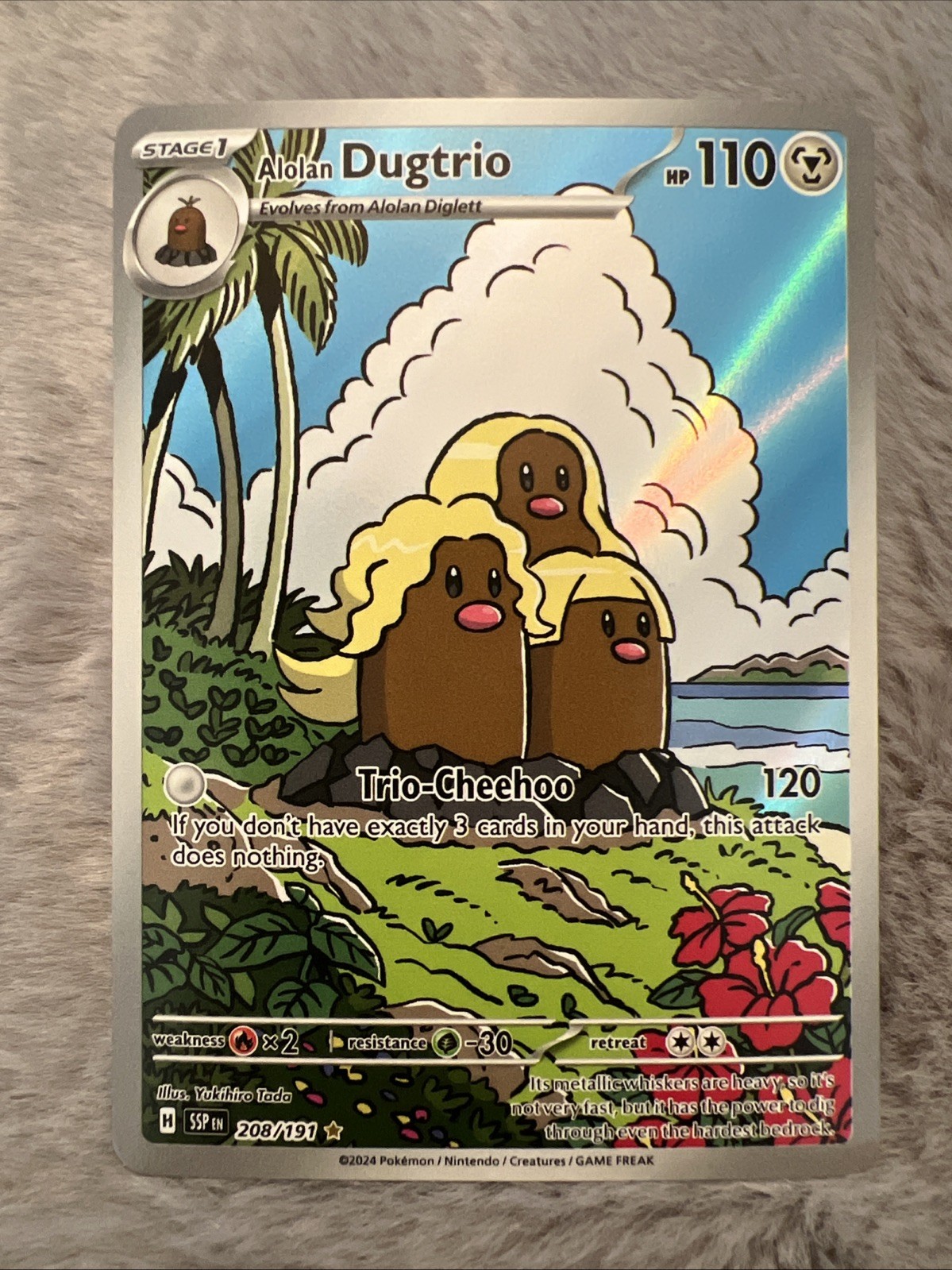 Alolan Dugtrio Illustration Rare Holo 208/191 [SV: Surging Sparks]