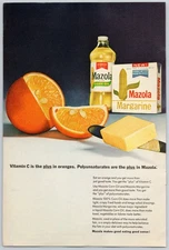 1967 Mazola Corn Oil & Margarine Vintage Print Ad Polyunsaturates Are the Plus
