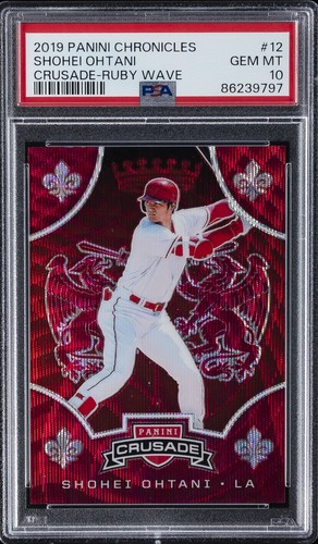 2019 PANINI CHRONICLES CRUSADE RUBY WAVE #12 SHOHEI OHTANI 23/199 PSA 10