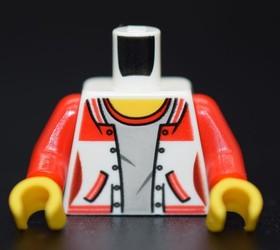 LEGO Minifigure Torso Female Sports Lettermen Jacket white red arm 8 60154 60200