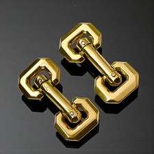 Vintage Mecan French 18ct Solid Gold Stirrup Cufflinks