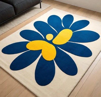 Modern Handmade Tufted Floral Rug   Soft Artistic Home Decor