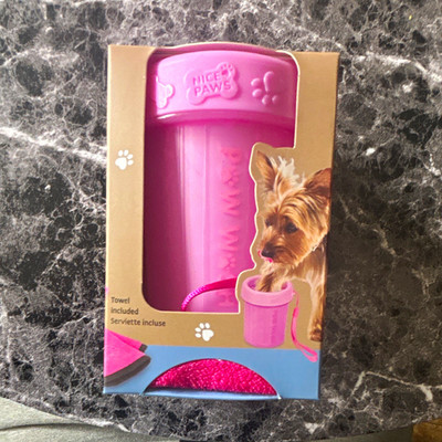 Nice Paws Portable Paw Washer Small Dog Paw Cleaner Pink w/ Silicone Bristles