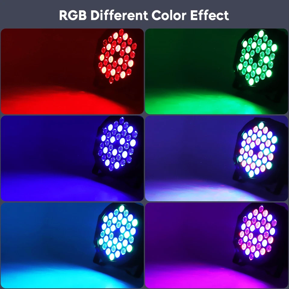 108W 36 LEDs Rechargeable Stage Par Lights DMX RGB Party Lights Battery Powered - Image 2 of 4