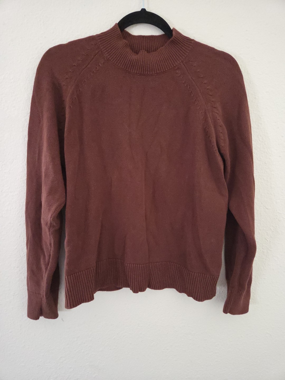 Womens Quince Chocolate Brown Mock Neck Long Sleeve Sweater Sz M