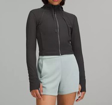 Lululemon Graphite Gray Mesh Define Full Zip Hooded Cropped Jacket Size 2