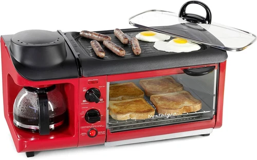 Nostalgia 3-In-1 Breakfast Station - Includes Coffee Maker, Non-Stick Griddle, a