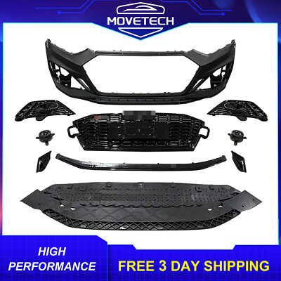 Front Bumper Body Kit w/ Grille For 2021-2023 Audi A4 RS4 Style Upgrade