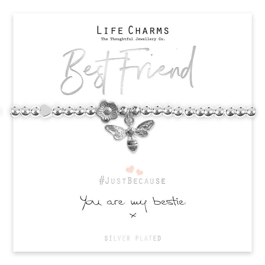 Life Charms Best Friend Stretch Bracelet Silver Plated