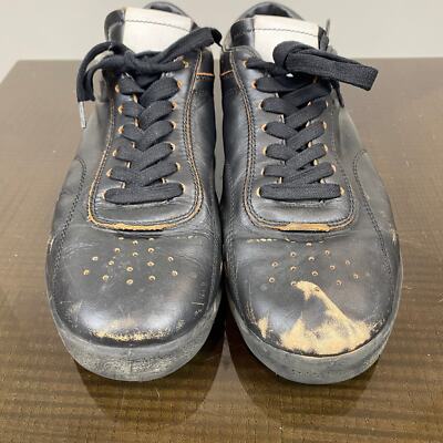 Jil Sander Lace Leather Oversized Logo Sneakers Black Men display picture 2