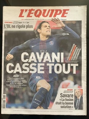L'Equipe Journal 28/4/2017; Cavani casse tout/ A,gers-Lyon/ Savare; la fusion - Photo 1/2