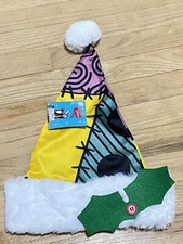 The Nightmare Before Christmas Jack Skellington Multi-Color Sally Santa Hat NEW
