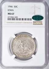 1946 IOWA HALF DOLLAR COMMEMORATIVE ~ NGC MS67 CAC!
