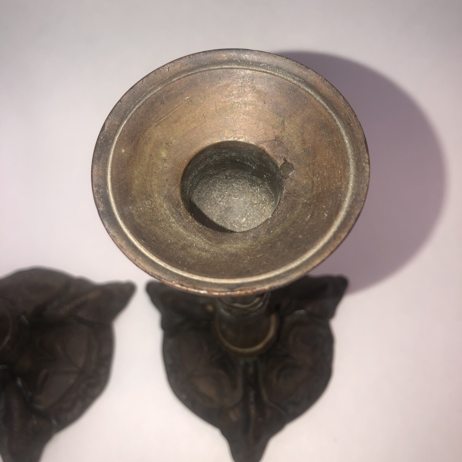 Antique/ Vintage Pair Of Bronze Patina Candle Sticks, Holder eBay