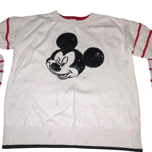 Gap Kids Disney Mickey Mouse Sweater Sequin Size Small Flawed READ - Picture 2 of 7