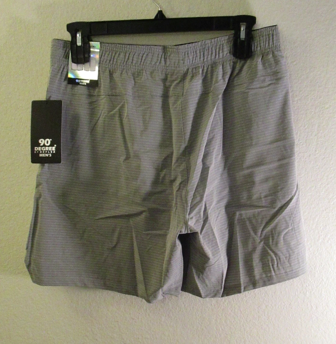 NWT 90 Degree by Reflex Mens Technical Shorts XL Grey Stripe MSRP$39