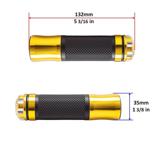 Handle Bar 22mm Left Right Gold Universal End CNC Shadow Hand Grip 7/8" Rubber - Picture 3 of 3
