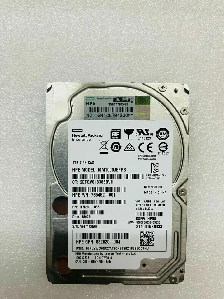 HP 1TB MM1000JEFRB / ST1000NX0333 7.2K Rpm Sas 2.5" 765452-001 HARD DRIVE G8/G9 - Image 2 of 3