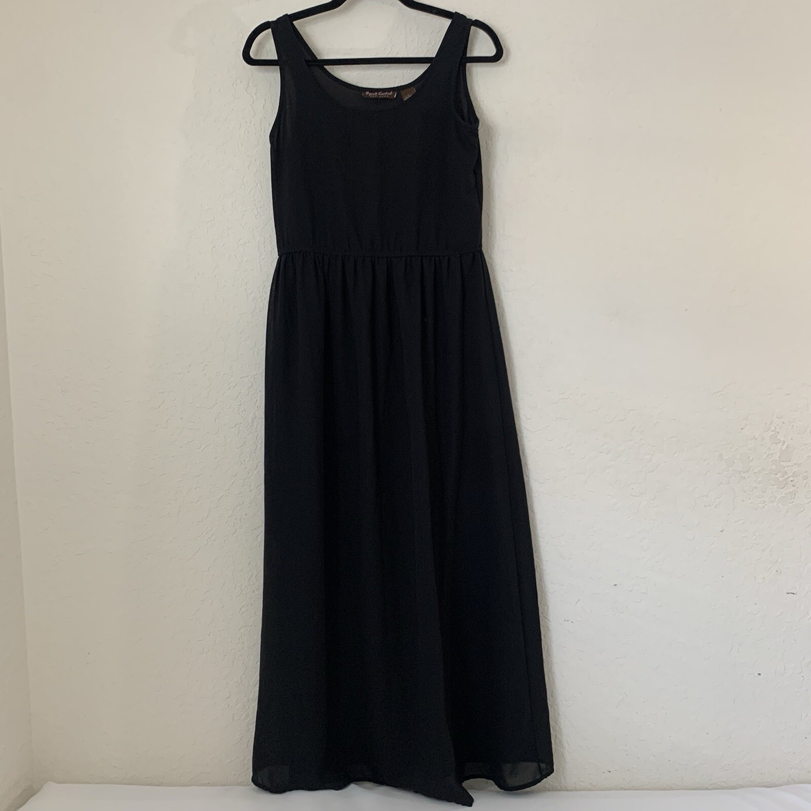 Flowy Black Sleeveless Maxi Dress for Women Boho Romantic Whimsygoth Fairy Style