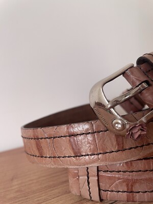 小物 MIU MIU Python Belt sz.80 Vintage Miu Miu Rose Buckle Croc Leather Snakeskin Women's