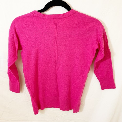 Banana Republic Extra Fine Merino Wool Sweater Pink Fuchsia Medium Crew Neck - Picture 2 of 7